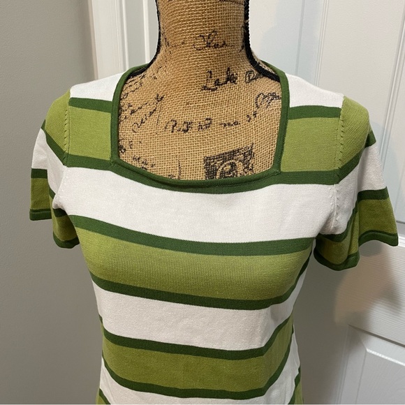 Casual Corner Tops - Square Neck Striped Tee